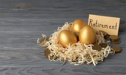 Concept of wealth and retirement - golden eggs